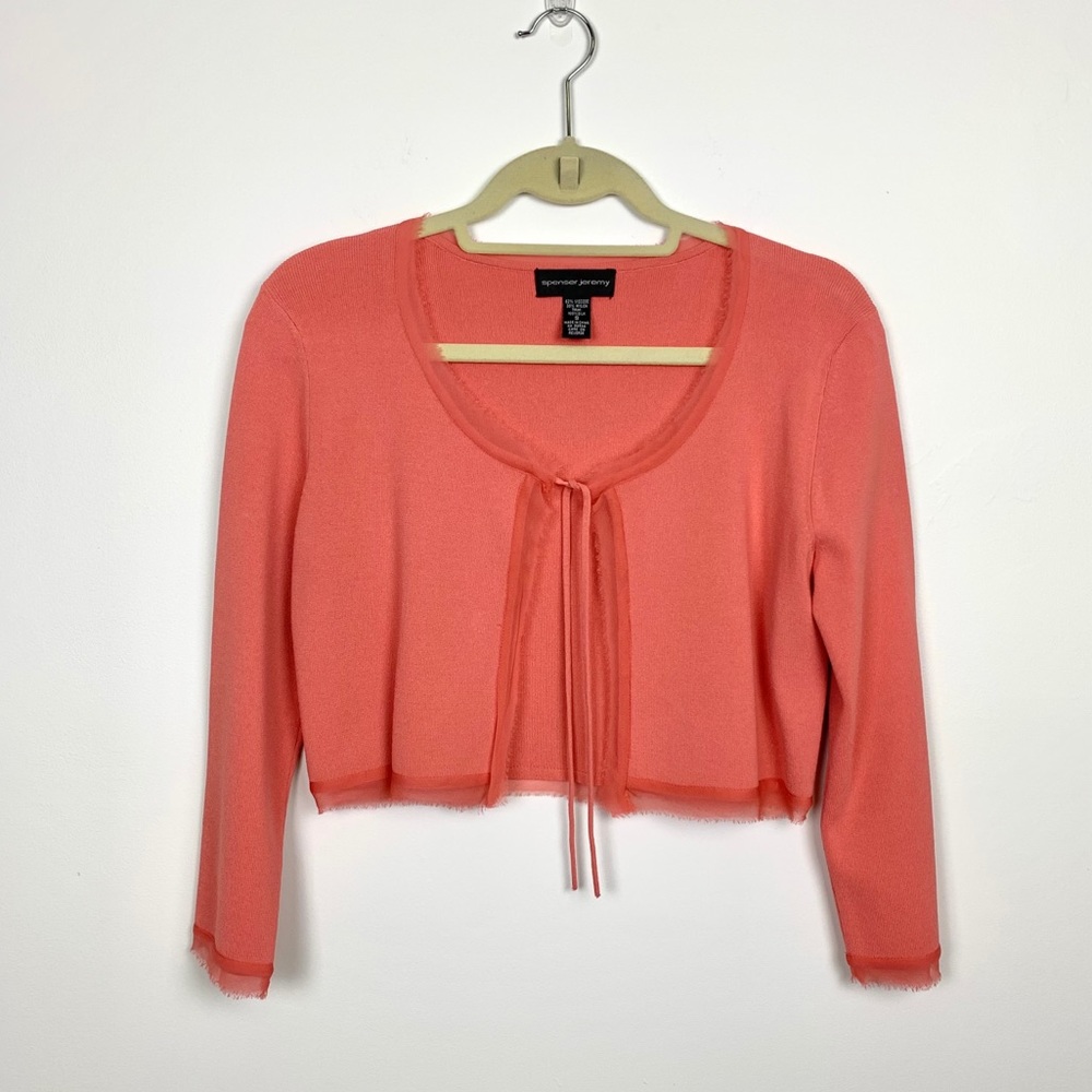 Erin London Coral Tie-Front Cropped Sweater